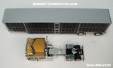 Item #60-2125 Gold Black White Outline Kenworth K100 COE Aerodyne Sleeper with Black Sided Silver Trim Spread Axle Wilson Silver Star Livestock Trailer - 1/64 Scale – DCP by First Gear