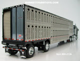 Item #60-2126 Black Kenworth K100 COE Aerodyne Sleeper with Silver Sided Black Trim Spread Axle Wilson Silver Star Livestock Trailer - 1/64 Scale – DCP by First Gear