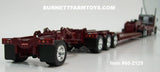 Item #60-2129 Burgundy Silver Flame Red Outline Tri-Axle Peterbilt 389 36-inch Flattop Sleeper with Burgundy Tri-Axle Heavy Haul Fontaine Magnitude Lowboy Trailer with Jeep and Stinger - 1/64 Scale – DCP by First Gear