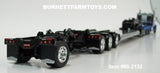 Item #60-2132 Black Blue Silver Outline Tri-Axle Peterbilt 389 36-inch Flattop Sleeper with Black Tri-Axle Heavy Haul Fontaine Magnitude Lowboy Trailer with Jeep and Stinger - 1/64 Scale – DCP by First Gear