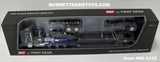 Item #60-2132 Black Blue Silver Outline Tri-Axle Peterbilt 389 36-inch Flattop Sleeper with Black Tri-Axle Heavy Haul Fontaine Magnitude Lowboy Trailer with Jeep and Stinger - 1/64 Scale – DCP by First Gear