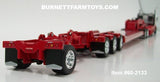 Item #60-2133 Black Red Burgundy Gold Outline Tri-Axle Peterbilt 389 36-inch Flattop Sleeper with Red Tri-Axle Heavy Haul Fontaine Magnitude Lowboy Trailer with Jeep and Stinger - 1/64 Scale – DCP by First Gear