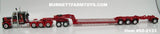 Item #60-2133 Black Red Burgundy Gold Outline Tri-Axle Peterbilt 389 36-inch Flattop Sleeper with Red Tri-Axle Heavy Haul Fontaine Magnitude Lowboy Trailer with Jeep and Stinger - 1/64 Scale – DCP by First Gear