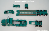 Item #60-2134 Teal Cream Black Outline Tri-Axle Peterbilt 389 36-inch Flattop Sleeper with Teal Tri-Axle Heavy Haul Fontaine Magnitude Lowboy Trailer with Jeep and Stinger - 1/64 Scale – DCP by First Gear