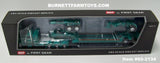 Item #60-2134 Teal Cream Black Outline Tri-Axle Peterbilt 389 36-inch Flattop Sleeper with Teal Tri-Axle Heavy Haul Fontaine Magnitude Lowboy Trailer with Jeep and Stinger - 1/64 Scale – DCP by First Gear