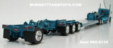Item #60-2135 Aqua Blue Metallic Black Stripe Silver Outline Peterbilt 389 36-inch Flattop Sleeper with Aqua Blue Metallic Tri-Axle Heavy Haul Fontaine Magnitude Lowboy Trailer with Jeep and Stinger - 1/64 Scale – DCP by First Gear