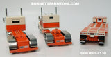 Item #60-2138 Kulak and Sons 3 Cream Orange Brown Outline Peterbilt 389 63-inch Flattop Sleeper and Peterbilt 359 60-inch Vintage Flattop Sleeper with Cream Orange Tri-Axle Fontaine Renegade Machinery Trailer - 1/64 Scale – DCP by First Gear