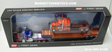 Item #60-2140 Sadie Rae Orange Purple Lime Peterbilt 389 63-inch Flattop Sleeper and Blue Red Gold Peterbilt 359 60-inch Vintage Flattop Sleeper with Tandem Axle Fontaine Renegade Machinery Trailer with Flip Axle - 1/64 Scale – DCP by First Gear