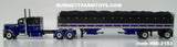 Item #60-2153 Black Blue Silver Peterbilt 389 Pride-N-Class 63-inch Flattop Sleeper with Matching Spread Axle Wilson Pacesetter 50-foot Hopper Bottom Grain Trailer - 1/64 Scale – DCP by First Gear