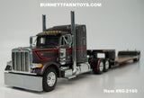 Item #60-2160 Gun Metal Gray Metallic Black Stripe Orange Outline Peterbilt 379 48-inch Mid Roof Sleeper with Black Tandem Axle Fontaine Renegade Machinery Trailer - 1/64 Scale – DCP by First Gear