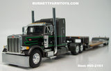 Item #60-2161 Gun Metal Gray Metallic Black Green Outline Peterbilt 379 48-inch Mid Roof Sleeper with Gun Metal Gray Tandem Axle Fontaine Renegade Machinery Trailer - 1/64 Scale – DCP by First Gear