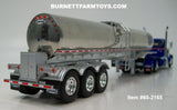 Item #60-2165 Finnesgard Trucking Blue Orange Tri-Axle Peterbilt 389 Day Cab with Polished Tri-Axle Walker Food Grade Sanitary Tanker Trailer - 1/64 Scale – DCP by First Gear
