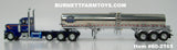 Item #60-2165 Finnesgard Trucking Blue Orange Tri-Axle Peterbilt 389 Day Cab with Polished Tri-Axle Walker Food Grade Sanitary Tanker Trailer - 1/64 Scale – DCP by First Gear