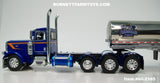 Item #60-2165 Finnesgard Trucking Blue Orange Tri-Axle Peterbilt 389 Day Cab with Polished Tri-Axle Walker Food Grade Sanitary Tanker Trailer - 1/64 Scale – DCP by First Gear
