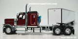 Item #60-2171 Burgundy Black Peterbilt 389 58-inch Flattop Sleeper with White Silver Trim Tandem Axle Utility 4000D-X Dry Goods Van Trailer - 1/64 Scale – DCP by First Gear