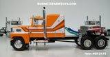 Item #60-2175 Orange White Brown Flattop Sleeper and White Day Cab and White Red Day Cab Ford LTL 9000 Trio Set - 1/64 Scale – DCP by First Gear