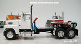 Item #60-2175 Orange White Brown Flattop Sleeper and White Day Cab and White Red Day Cab Ford LTL 9000 Trio Set - 1/64 Scale – DCP by First Gear