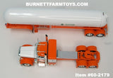 Item #60-2179 Orange White Black Outline Peterbilt 389 36-inch Flattop Sleeper with White Orange Tandem Axle Mississippi LPG Anhydrous Ammonia Tanker Trailer - 1/64 Scale – DCP by First Gear