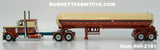 Item #60-2281 Tan Burnt Orange Blue Peterbilt 389 36-inch Flattop Sleeper with matching Tandem Axle Mississippi LPG Propane Tanker Trailer - 1/64 Scale – DCP by First Gear