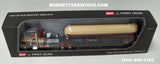 Item #60-2281 Tan Burnt Orange Blue Peterbilt 389 36-inch Flattop Sleeper with matching Tandem Axle Mississippi LPG Propane Tanker Trailer - 1/64 Scale – DCP by First Gear