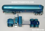 Item #60-2182 Aqua Metallic Blue Silver Outline Peterbilt 389 36-inch Flattop Sleeper with matching Tandem Axle Mississippi LPG Propane Tanker Trailer - 1/64 Scale – DCP by First Gear