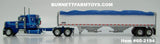Item #60-2194 Two-Toned Blue Silver Outline Peterbilt 379 48-inch Flattop Sleeper with White High Sided Blue Tarp Silver Frame Tandem Axle Wilson Pacesetter Hopper Bottom Grain Trailer - 1/64 Scale – DCP by First Gear