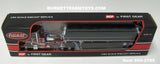 Item #60-2195 Candy Apple Red Metallic Tan Peterbilt 379 48-inch Flattop Sleeper with Black High Sided Black Tarp Silver Frame Tandem Axle Wilson Pacesetter Hopper Bottom Grain Trailer - 1/64 Scale – DCP by First Gear