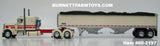 Item #60-2197 Cream Red Peterbilt 379 48-inch Flattop Sleeper with Cream High Sided Black Tarp Silver Frame Tandem Axle Wilson 43-foot Pacesetter Hopper Bottom Grain Trailer - 1/64 Scale – DCP by First Gear