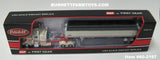 Item #60-2197 Cream Red Peterbilt 379 48-inch Flattop Sleeper with Cream High Sided Black Tarp Silver Frame Tandem Axle Wilson 43-foot Pacesetter Hopper Bottom Grain Trailer - 1/64 Scale – DCP by First Gear