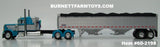 Item #60-2198 Turquoise Silver Black Outline Peterbilt 379 48-inch Flattop Sleeper with Silver High Sided Black Tarp Silver Frame Tandem Axle Wilson 43-foot Pacesetter Hopper Bottom Grain Trailer - 1/64 Scale – DCP by First Gear