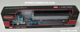 Item #60-2198 Turquoise Silver Black Outline Peterbilt 379 48-inch Flattop Sleeper with Silver High Sided Black Tarp Silver Frame Tandem Axle Wilson 43-foot Pacesetter Hopper Bottom Grain Trailer - 1/64 Scale – DCP by First Gear