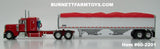 Item #60-2201 Red Peterbilt 379 48-inch Flattop Sleeper with White High Sided Red Tarp Silver Frame Tandem Axle Wilson 43-foot Pacesetter Hopper Bottom Grain Trailer - 1/64 Scale – DCP by First Gear