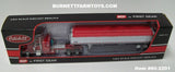 Item #60-2201 Red Peterbilt 379 48-inch Flattop Sleeper with White High Sided Red Tarp Silver Frame Tandem Axle Wilson 43-foot Pacesetter Hopper Bottom Grain Trailer - 1/64 Scale – DCP by First Gear