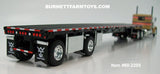 Item #60-2205 Gold Black Orange Red Stripe White Outline Peterbilt 379 36-inch Flattop Sleeper with Black Deck Black Frame Spread Axle Wilson Roadbrute 53-foot Flatbed Trailer - 1/64 Scale – DCP by First Gear