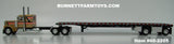 Item #60-2205 Gold Black Orange Red Stripe White Outline Peterbilt 379 36-inch Flattop Sleeper with Black Deck Black Frame Spread Axle Wilson Roadbrute 53-foot Flatbed Trailer - 1/64 Scale – DCP by First Gear