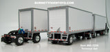 Item #60-2209 Blue and Black Peterbilt 379 Day Cabs with White Silver Trim Single Axle Wabash DuraPlate Van Carrier and Thermo King Refrigerated Pup Trailers with Two Dollies Terminal Set - 1/64 Scale – DCP by First Gear