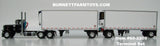Item #60-2209 Blue and Black Peterbilt 379 Day Cabs with White Silver Trim Single Axle Wabash DuraPlate Van Carrier and Thermo King Refrigerated Pup Trailers with Two Dollies Terminal Set - 1/64 Scale – DCP by First Gear