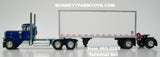 Item #60-2209 Blue and Black Peterbilt 379 Day Cabs with White Silver Trim Single Axle Wabash DuraPlate Van Carrier and Thermo King Refrigerated Pup Trailers with Two Dollies Terminal Set - 1/64 Scale – DCP by First Gear