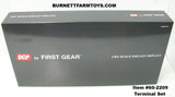 Item #60-2209 Blue and Black Peterbilt 379 Day Cabs with White Silver Trim Single Axle Wabash DuraPlate Van Carrier and Thermo King Refrigerated Pup Trailers with Two Dollies Terminal Set - 1/64 Scale – DCP by First Gear