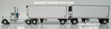 Item #60-2210 Red and White Peterbilt 379 Day Cabs with White Silver Trim Single Axle Wabash DuraPlate Van Carrier and Thermo King Refrigerated Pup Trailers with Two Dollies Terminal Set - 1/64 Scale – DCP by First Gear