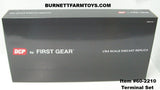 Item #60-2210 Red and White Peterbilt 379 Day Cabs with White Silver Trim Single Axle Wabash DuraPlate Van Carrier and Thermo King Refrigerated Pup Trailers with Two Dollies Terminal Set - 1/64 Scale – DCP by First Gear