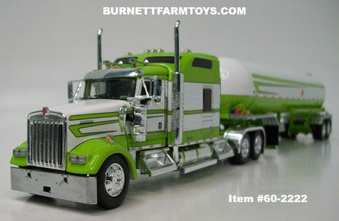 Item #60-2222 Lime White Kenworth W900L 86-inch Studio Sleeper with matching Tandem Axle Mississippi LPG Propane Tanker Trailer - 1/64 Scale - DCP by First Gear