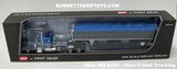 Item #60-2230 Dave Friend Trucking Blue Dark Gray White Peterbilt 379 48-inch Flattop Sleeper with Dark Gray High Sided Blue Tarp Tandem Axle Wilson Pacesetter Hopper Bottom Grain Trailer - 1/64 Scale – DCP by First Gear