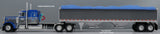 Item #60-2230 Dave Friend Trucking Blue Dark Gray White Peterbilt 379 48-inch Flattop Sleeper with Dark Gray High Sided Blue Tarp Tandem Axle Wilson Pacesetter Hopper Bottom Grain Trailer - 1/64 Scale – DCP by First Gear