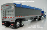 Item #60-2230 Dave Friend Trucking Blue Dark Gray White Peterbilt 379 48-inch Flattop Sleeper with Dark Gray High Sided Blue Tarp Tandem Axle Wilson Pacesetter Hopper Bottom Grain Trailer - 1/64 Scale – DCP by First Gear