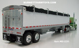Item #60-2231 Light Green Dark Green Peterbilt 379 48-inch Flattop Sleeper with White High Sided Black Tarp Silver Frame Tandem Axle Wilson Pacesetter Hopper Bottom Grain Trailer - 1/64 Scale – DCP by First Gear