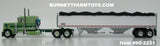 Item #60-2231 Light Green Dark Green Peterbilt 379 48-inch Flattop Sleeper with White High Sided Black Tarp Silver Frame Tandem Axle Wilson Pacesetter Hopper Bottom Grain Trailer - 1/64 Scale – DCP by First Gear
