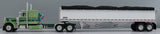 Item #60-2231 Light Green Dark Green Peterbilt 379 48-inch Flattop Sleeper with White High Sided Black Tarp Silver Frame Tandem Axle Wilson Pacesetter Hopper Bottom Grain Trailer - 1/64 Scale – DCP by First Gear