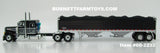 Item #60-2232 Black Dark Gray Silver Outline Peterbilt 379 48-inch Flattop Sleeper with Black High Sided Black Tarp Silver Frame Tandem Axle Wilson Pacesetter Hopper Bottom Grain Trailer - 1/64 Scale – DCP by First Gear