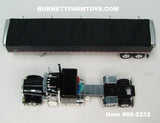 Item #60-2232 Black Dark Gray Silver Outline Peterbilt 379 48-inch Flattop Sleeper with Black High Sided Black Tarp Silver Frame Tandem Axle Wilson Pacesetter Hopper Bottom Grain Trailer - 1/64 Scale – DCP by First Gear